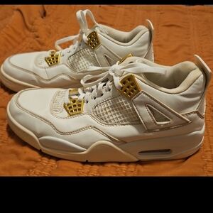 Jordan White and Gold Sneakers